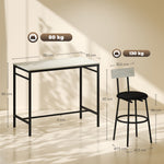Conjunto de mesa de bar con taburetes, mesa de bar alta y 4 taburetes, estructura de acero, 110 x 55 x 90 cm, blanco