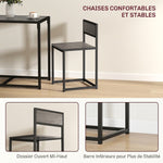Conjunto de mesa y sillas, mesa de comedor de 3 piezas con 2 sillas apilables, para cocina, salón, hogar, gris