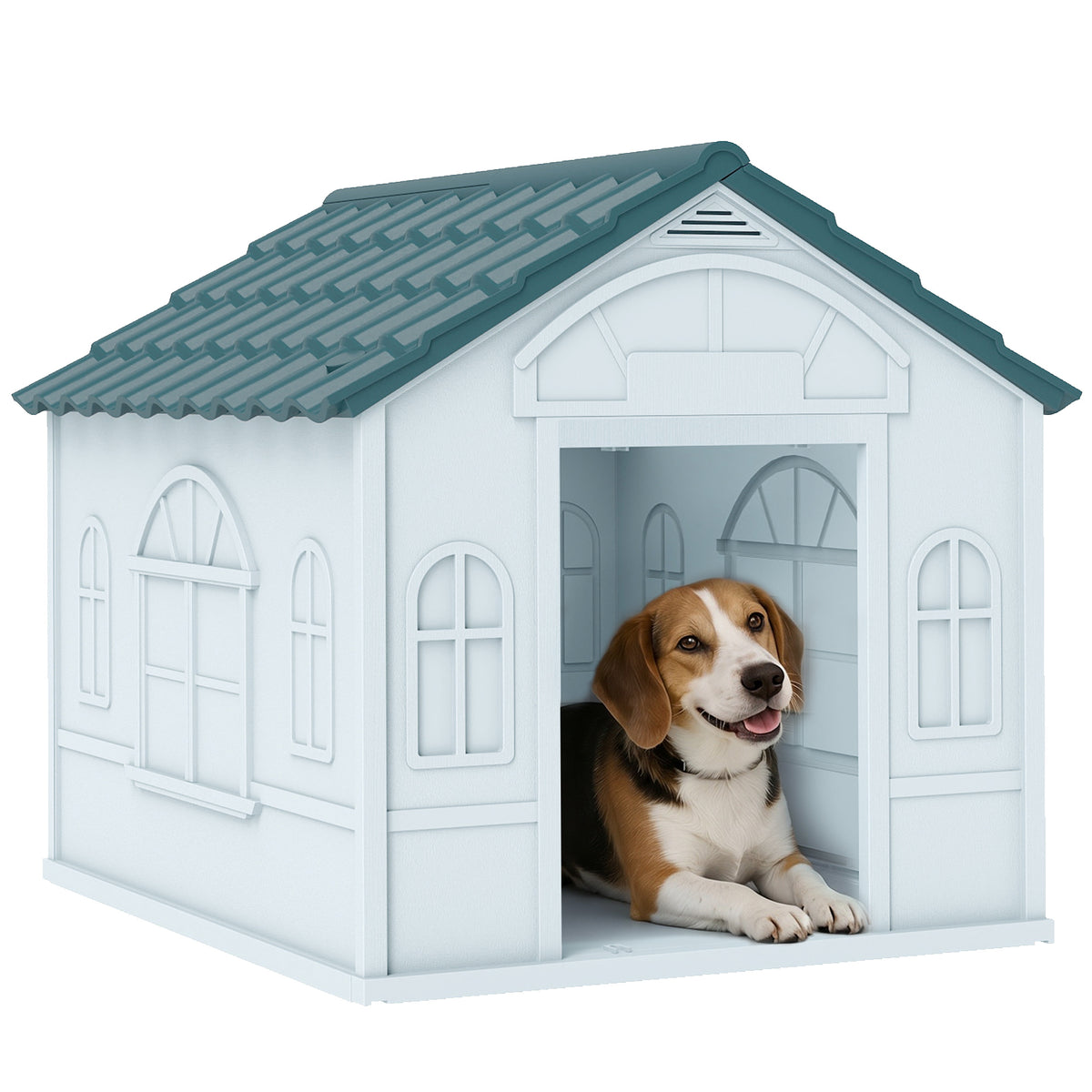 Niche pour chien chenil à l'extérieur en PP blanc pour chiens de petite et moyenne taille - 65 x 75,7 x 63 cm
