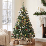 Albero di Natale artificiale luminoso e innevato 150cm, Albero di Natale, Telecomando, 11 modalità di illuminazione, 210 LED, Verde