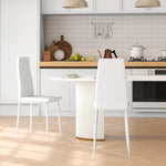 Lot de 2 chaises de salle à manger avec dossier haut, revêtement synthétique et pieds en acier, blanc