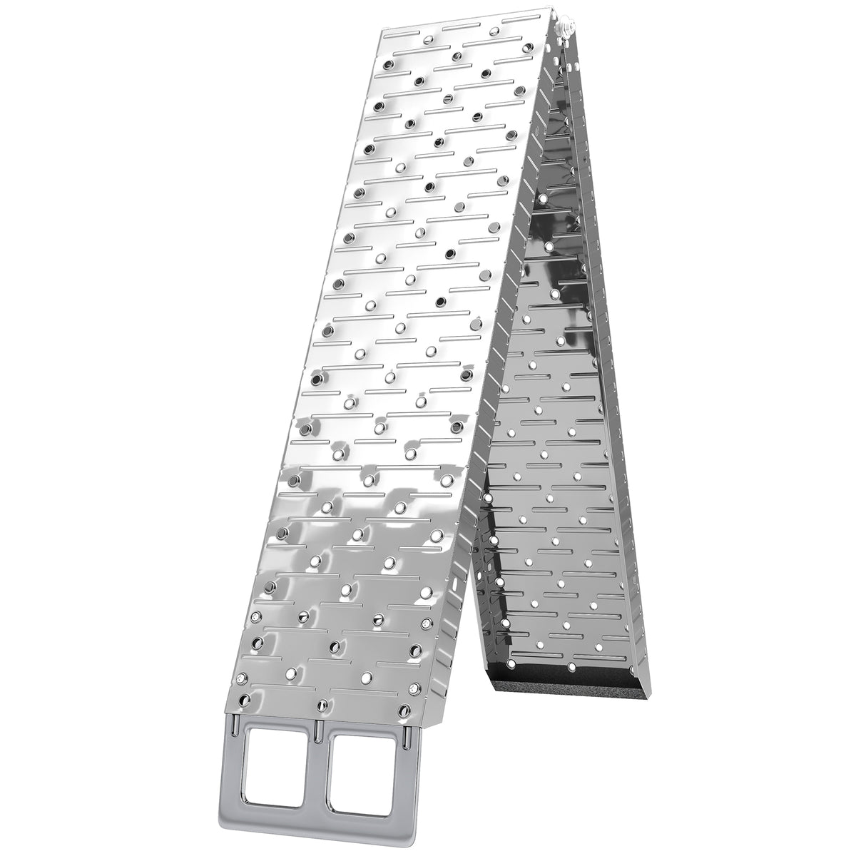 Opvouwbare oprijplaat 230 kg, stalen motoroprijplaat gegalvaniseerd met veiligheidsriemen, 190 x 22 x 8 cm, zilver