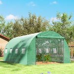 Serre tunnel de jardin 3 x 4 x 2 m avec porte enroulable et grandes fenêtres, en acier galvanisé et PE, vert
