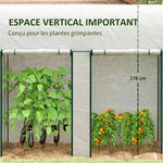 Serre de jardin 2 m² dim. 2L x 1l x 1,78H m 2 Portes zippées enroulables Acier PE Haute densité 140 g/m² Anti-UV blanc