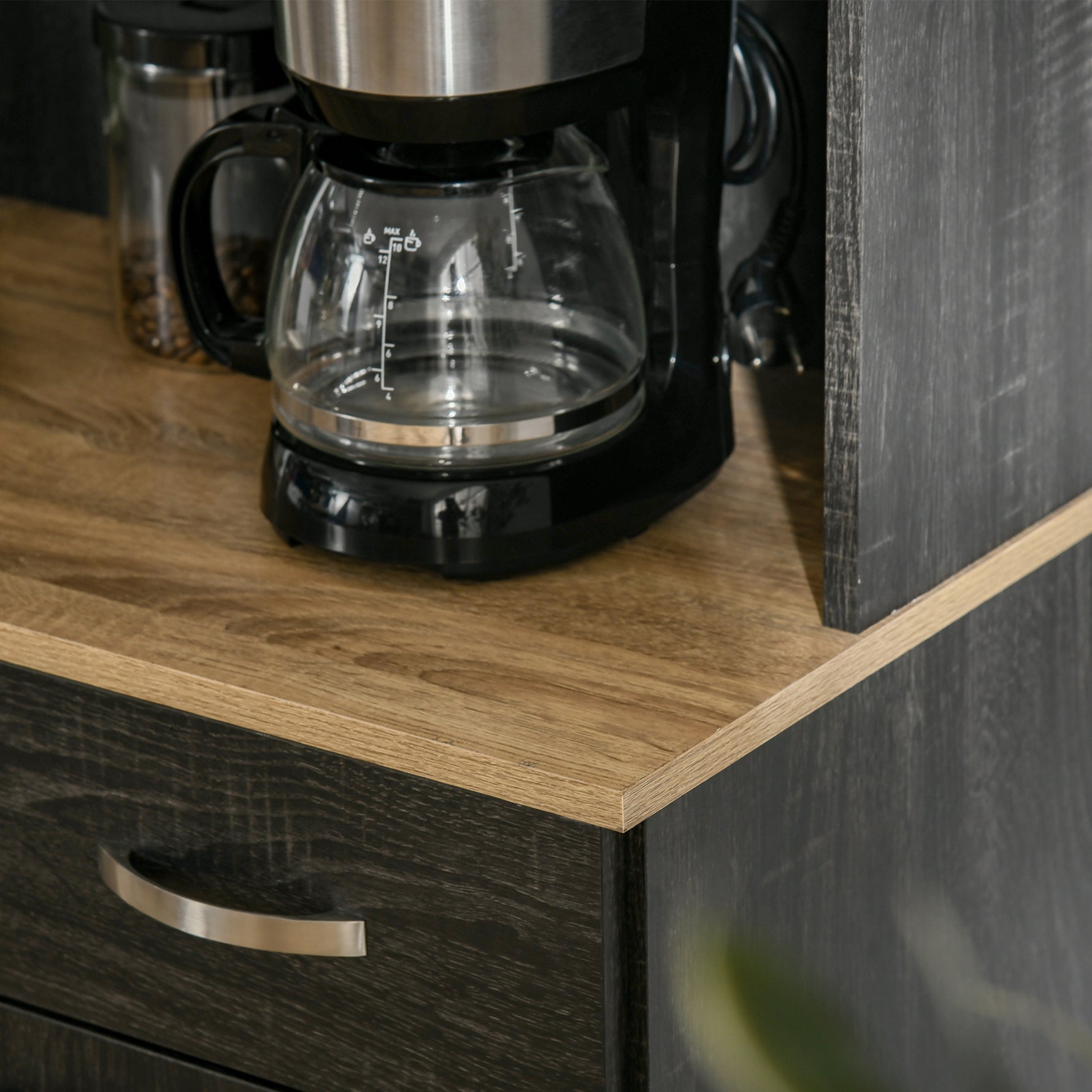 Buffet de cuisine armoire de cuisine contemporaine multi-rangements 6 portes 1 tiroir + grand plateau