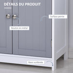 Meuble de salle de bain meuble de rangement 2 tiroirs placard double porte et étagère réglable 60 x 30 x 75 cm gris