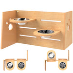 Gamelle chien surélevée de 3 hauteurs ajustables gamelle pour chien 2 bols acier inoxydable 63 x 58,5 x 40 cm chêne