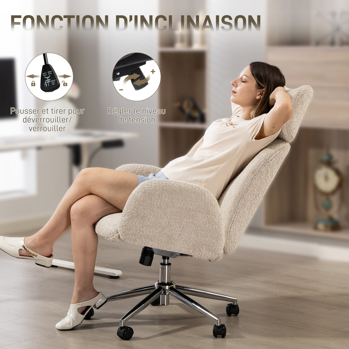 Chaise bureau ergonomique, fauteuil de bureau pivotant, hauteur réglable, appui-tête réglable, fonction bascule, gris