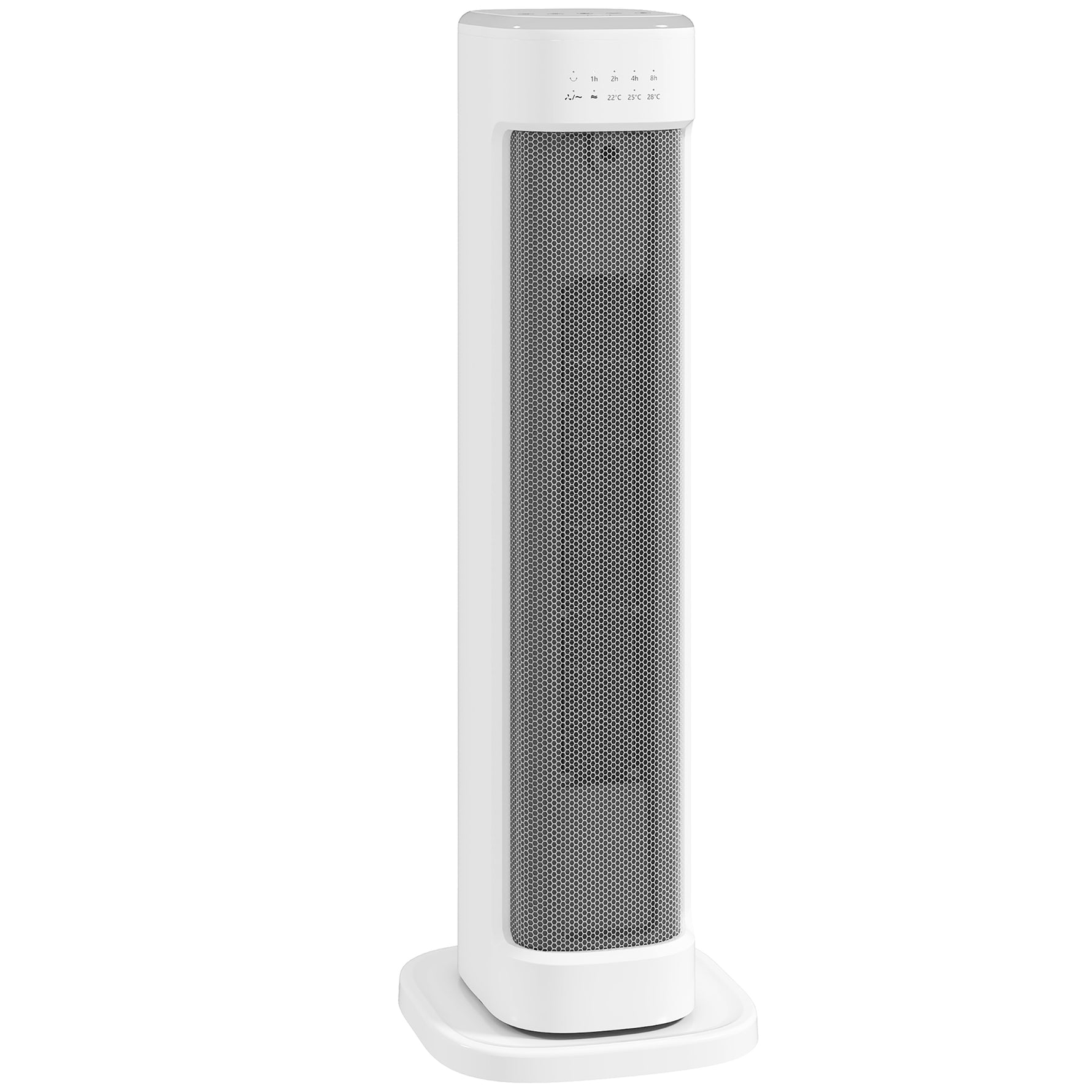 Chauffage d'appoint céramique PTC, radiateur électrique 2000 W avec thermostat réglable, minuterie, 21x19,7x61cm, blanc