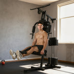 Stazione Multifunzione con Pacco Pesi da 65 kg, Doppia Carrucola, Nero