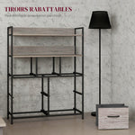 Meuble de rangement commode 7 tiroirs en tissu pliables et amovibles étagères ouvertes, gris
