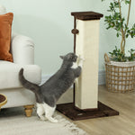 Griffoir pour chat poteau griffoir chat en sisal et peluche, boule suspendue base stable 41 x 41 x 81 cm marron et crème
