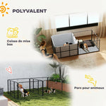 Parc de Mise Bas pour Chien 2 Compartiments Séparés avec Toile Oxford Coupe-Vent 7 Panneaux 203x102x60cm Noir