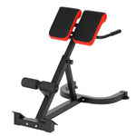 Banc de Musculation Réglable 5 Niveaux, Chaise Romaine avec Rouleaux en Mousse Dense, 112 x 62 x 88 cm, Noir et Rouge