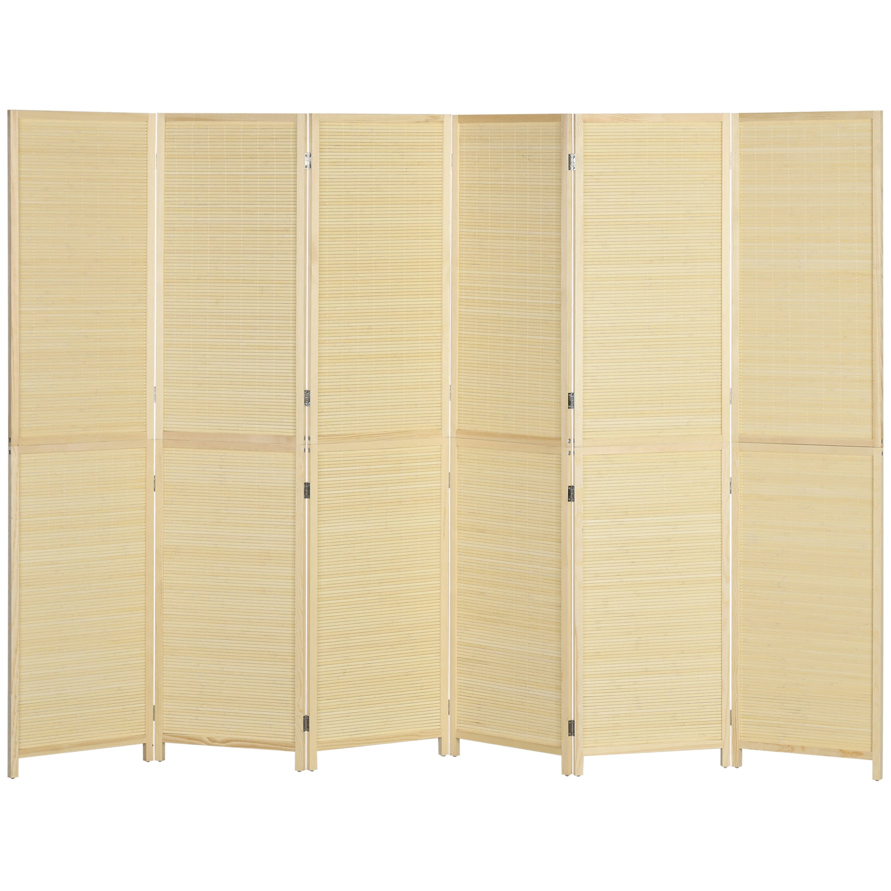 Paravent en bois de bambou 6 panneaux 270 x 180 cm séparateur de pièce cloison de séparation pliable - naturel