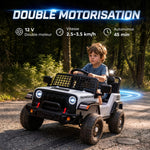 Elektroauto für Kinder, 12 V, Fernbedienung, Lithiumbatterie, Sanftanlauf, Federung an allen 4 Rädern, Weiß