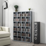 Multimedia-Aufbewahrungsmöbel für 456 CDs / 336 DVDs – Holzregal mit verstellbaren Einlegeböden, 89 x 130,5 cm, grau