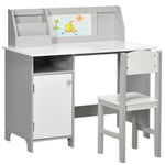 Ensemble table et chaise pour enfant avec tableau blanc - bureau pour enfant +5 ans - 90L x 45l x 85H cm Gris