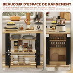 Tavolo da pranzo isola centrale cucina con ampio piano di lavoro 4 persone armadietto 4 ante 110 x 70 x 75,5 cm nero