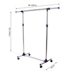 Portant à Vêtements, Tringle Réglable à Roulettes en Acier Inox, Charge Max. 25 kg, Argent