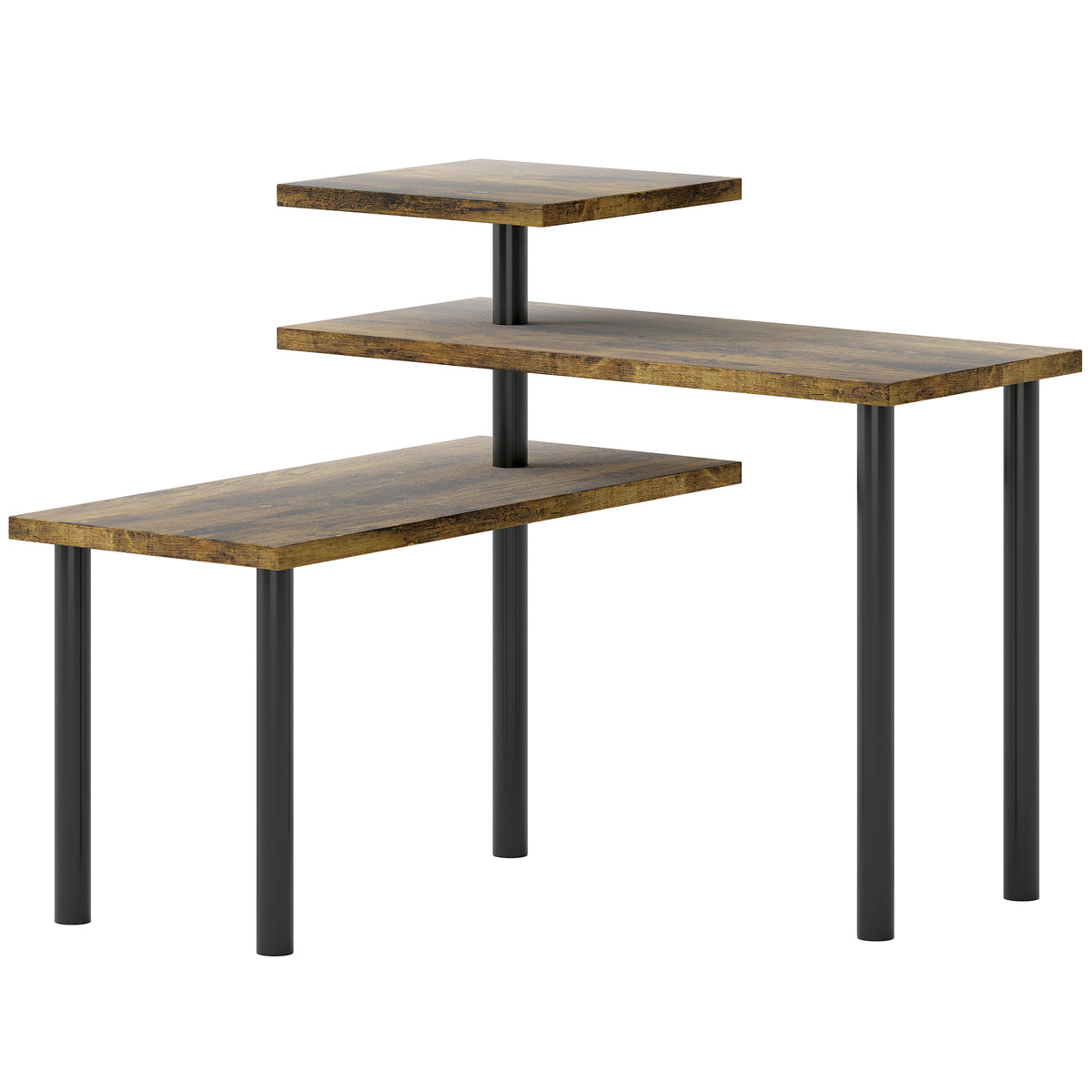 Étagère de cuisine rotative à 3 niveaux, étagère d'angle, cadre en métal, 40 x 18 x 36,5 cm, brun rustique