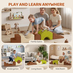 Parcours motricité bébé 5PCS, module en mousse souple avec housse en velours côtelé, multicolore