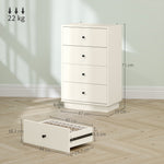 Commode 4 tiroirs moderne, meuble de rangement pour chambre à coucher, salon, entrée, 47 x 29 x 75 cm, crème