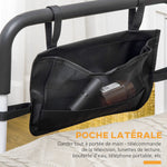 Sponda letto con piedini, protezione regolabile in 5 altezze, tasca portaoggetti, 52 x 85-95 x 71-102 cm, bianco nero