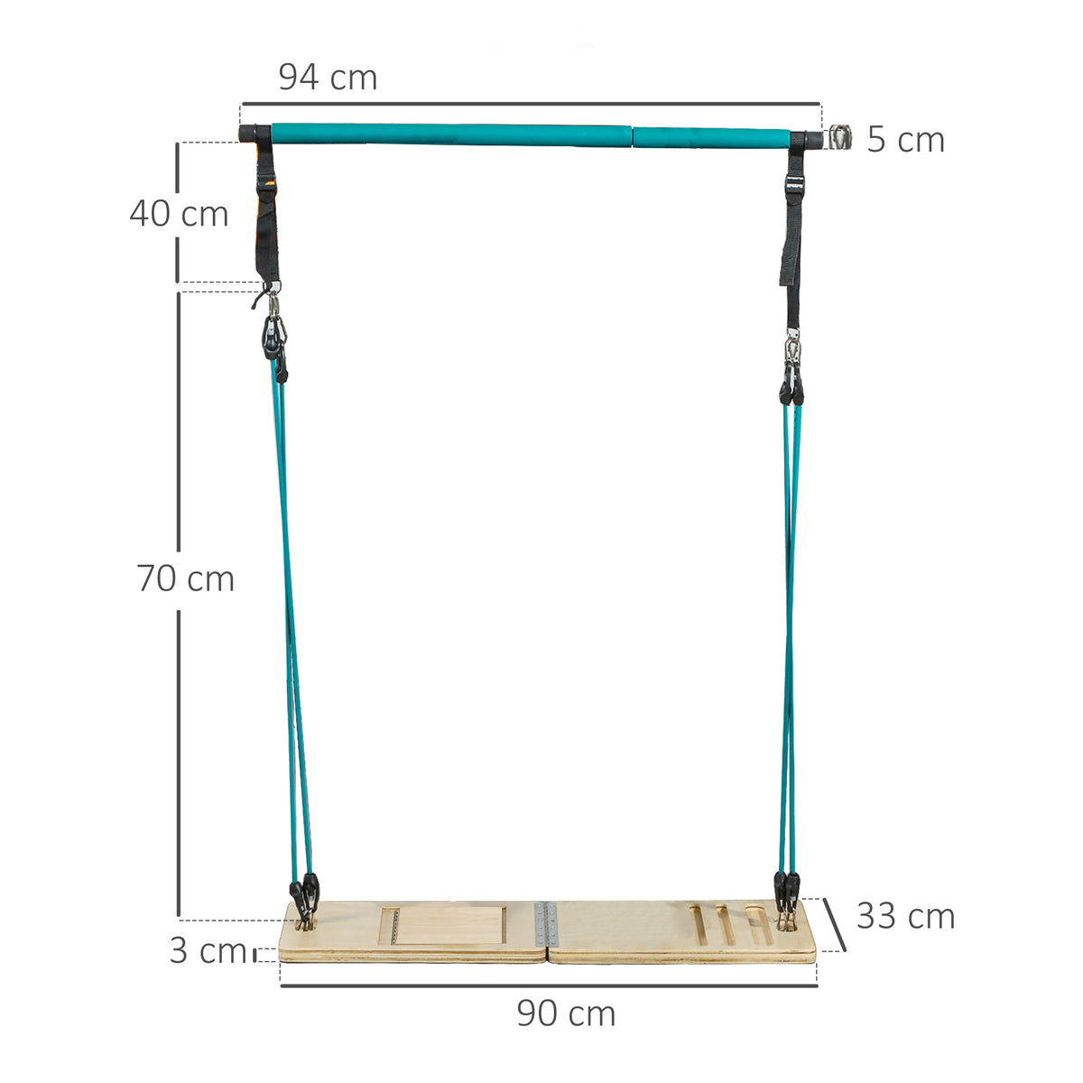 Pilates-Stangen- und Widerstandsband-Set mit verstellbarem Schrägbrett, Trainingsgerät blau
