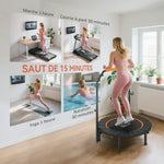 Fitness-Trampolin mit verstellbarem Haltegriff, klappbar, 6 Beine, 28 Federn, Ø 102 cm, schwarz-orange