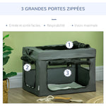Borsa da trasporto pieghevole per animali domestici con maniglia in tessuto a rete 60 x 42 x 42 cm grigio nero