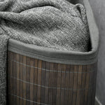 Panier à linge en bambou d'angle 55L avec couvercle et sac amovible 38 x 38 x 57 cm gris