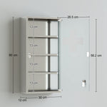 Armoire à Pharmacie 3 étagères 4 Niveaux 30L x 12l x 60H cm Porte Verre trempé Symbole Croix Acier Inoxydable brossé