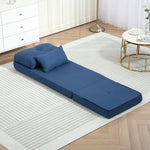 Sillón cama convertible individual con 1 cojín y respaldo ajustable, azul oscuro