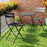 Ensemble Bistrot de Jardin 3 Pièces Table et 2 Chaises Pliantes à Lattes Double Protection Antirouille Noir