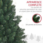 Sapin de Noël artificiel 305 branches avec pied croix acier amovible Ø 85 x 120H cm vert