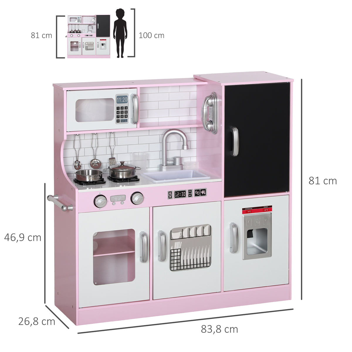 Cuisine enfant jouet d'imitation pour enfant - dinette enfant de 3-8 ans, rose