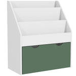 Haurrentzako liburutegia, biltegiratze anitzekoa, 3 apalategi eta tiradera batekin, 62,5 Lu x 30 Za x 70 G cm, berdea