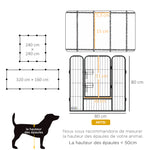 Parc enclos modulable acier époxy porte verrouillable pour chiens petits animaux intérieur et extérieur 80 x 80 cm gris