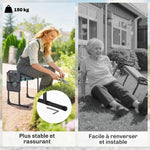 Tabouret de jardin pliable agenouilloir de jardin avec coussin rembourré en mousse EVA, poches à outils, gris foncé
