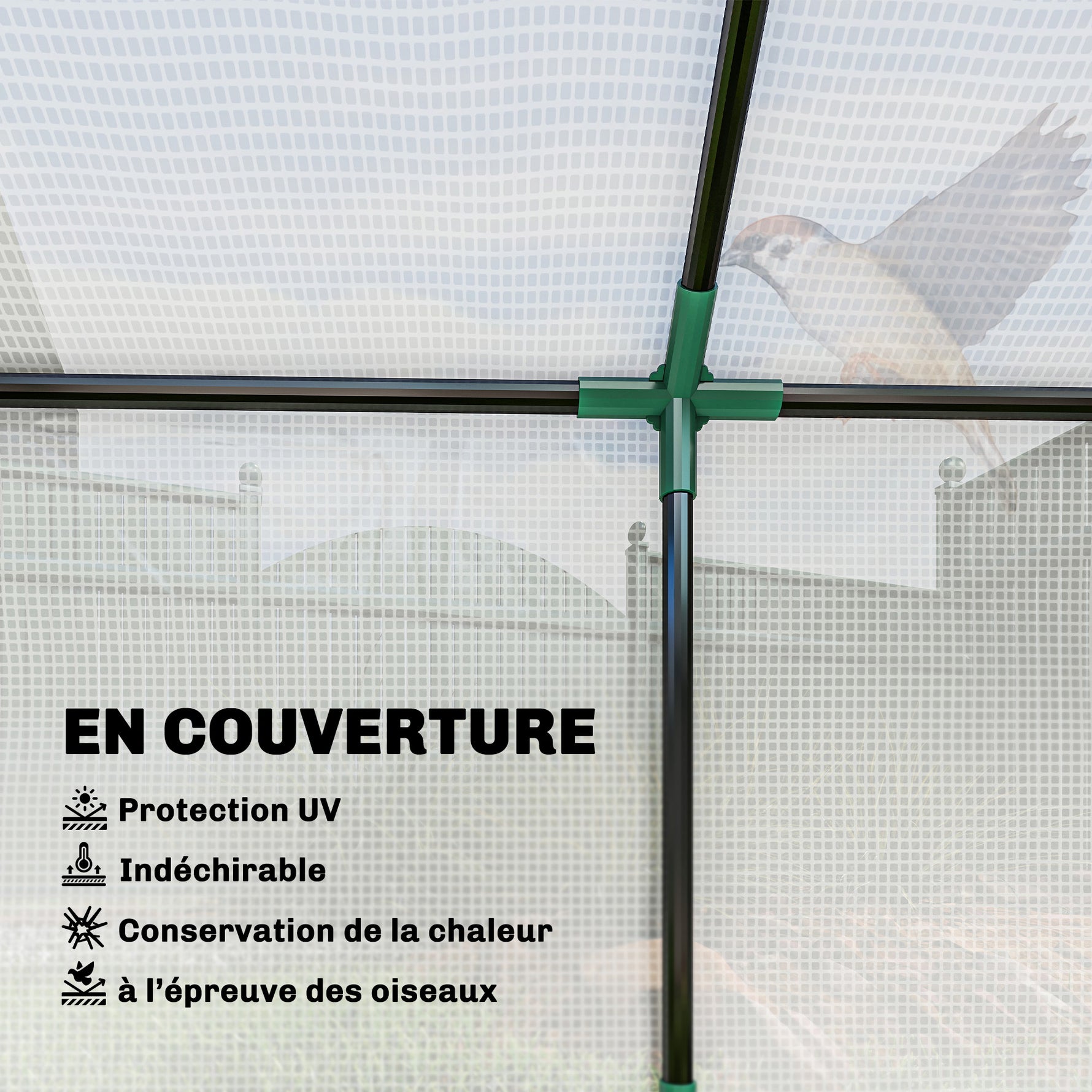 Serre de jardin mini serre 3 fenêtres enroulables couverture en PE haute densité 140 g/m² 180 x 60 x 60 cm blanc