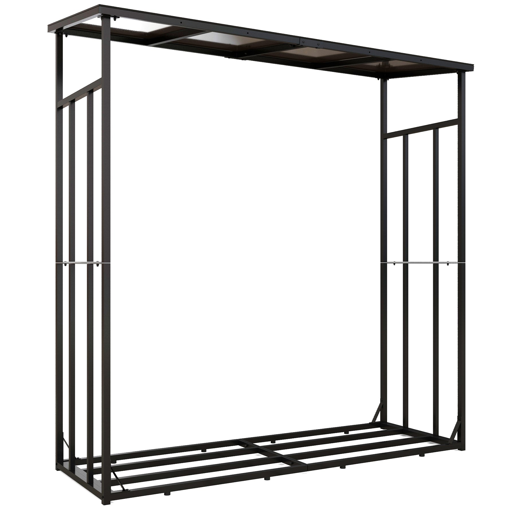 Abri-bûches range-bûche extérieur charge maximale 2000 kg avec housse de protection imperméable 185 x 62 x 184 cm noir