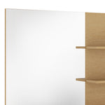 Miroir Salle de Bain avec 3 Étagères 60 x 48 cm, Miroir Mural Modern pour chambre à coucher, bureau, Chêne