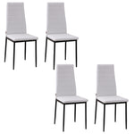 Lot de 4 chaises de salle à manger chaises de cuisine avec dossier haut pieds en métal et tissu en lin 41x50x97cm blanc