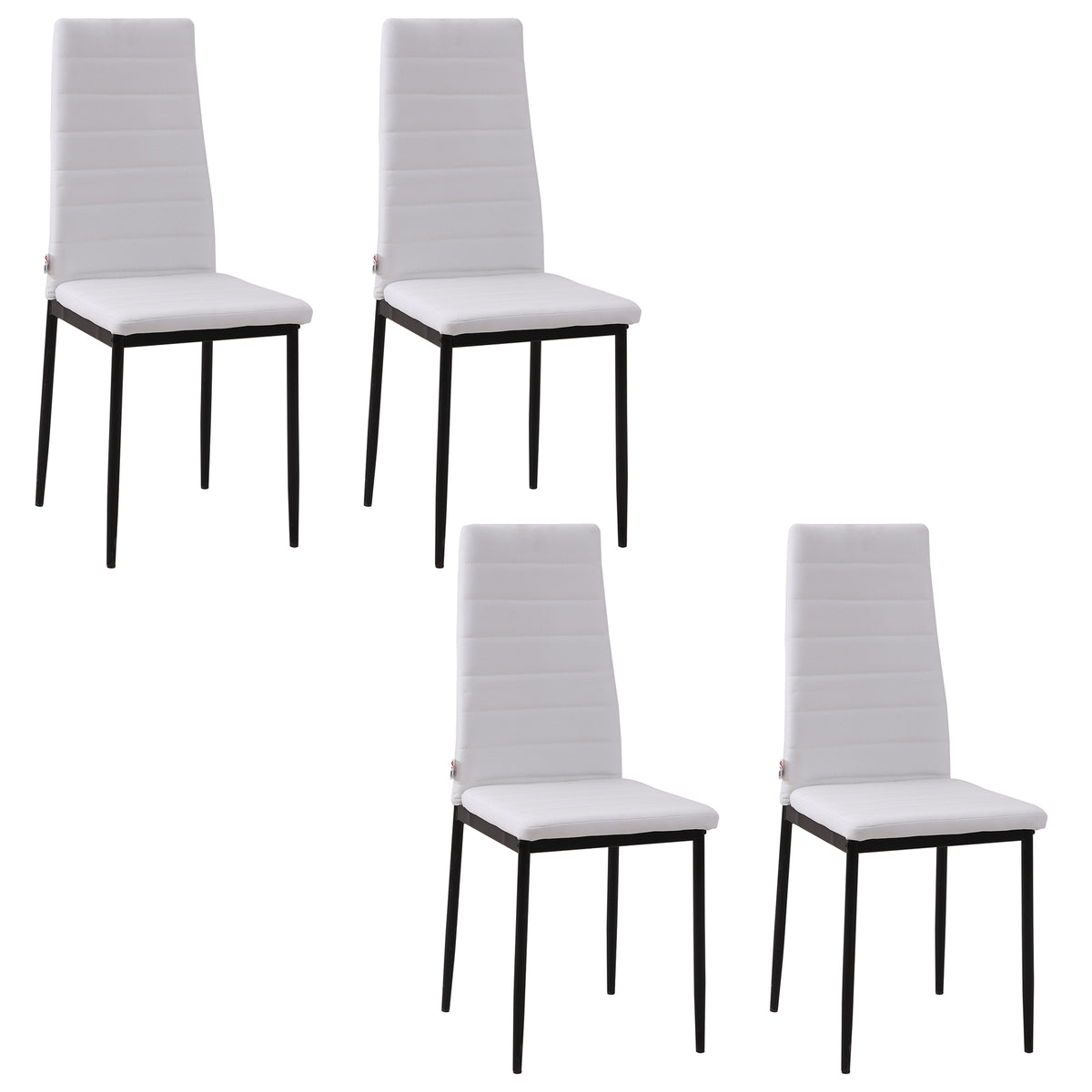 Lot de 4 chaises de salle à manger chaises de cuisine avec dossier haut pieds en métal et tissu en lin 41x50x97cm blanc