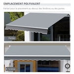 Store banne manuel rétractable 395 x 245 cm store exterieur terrasse avec manivelle, angle réglable 45°-85°