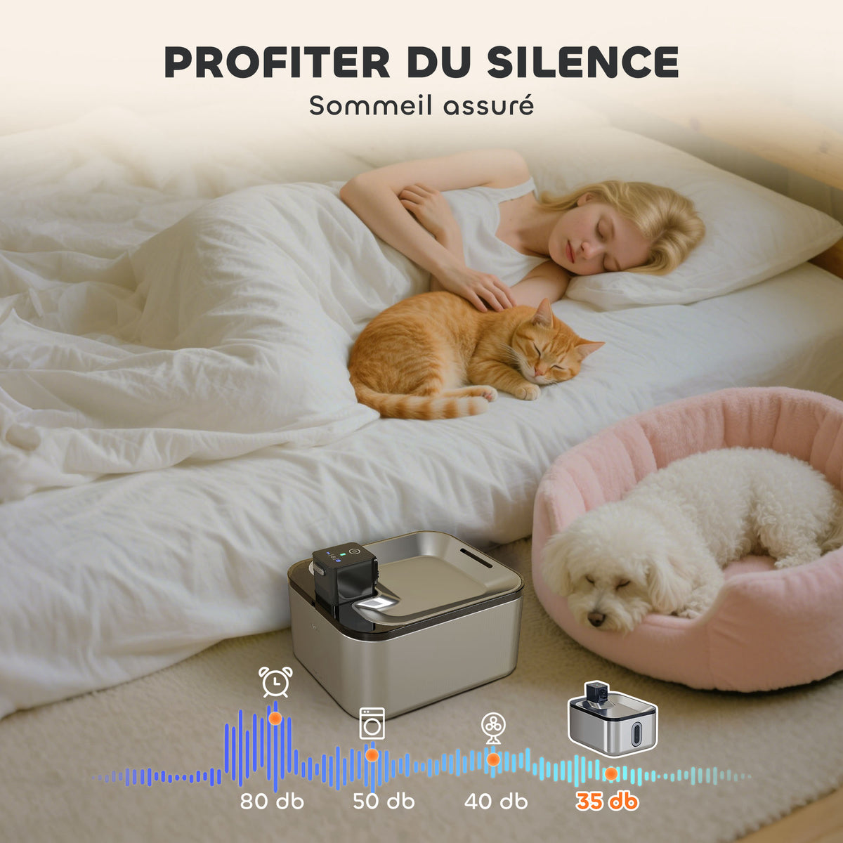 Fontaine à eau pour chat automatique en inox 5L, silencieuse, distributeur eau chat 3-étapes filtre chargeur USB, argent
