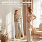 Miroir sur pied mural ou à poser rectangulaire avec cadre en bois pour salon chambre à coucher 37 x 155 cm blanc