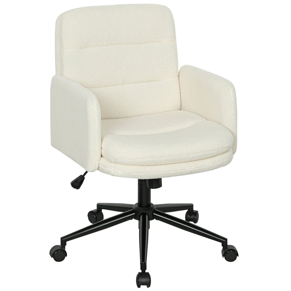 Chaise de bureau, fauteuil de bureau pivotante avec hauteur réglable, fonction de bascule, 61,5 x 65 x 91-101 cm, crème