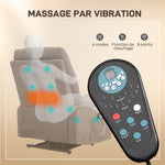 Sillón relax eléctrico reclinable con reposapiés y mando a distancia, tela de poliéster aspecto lino marrón